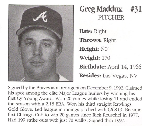 93BravesST93Maddux